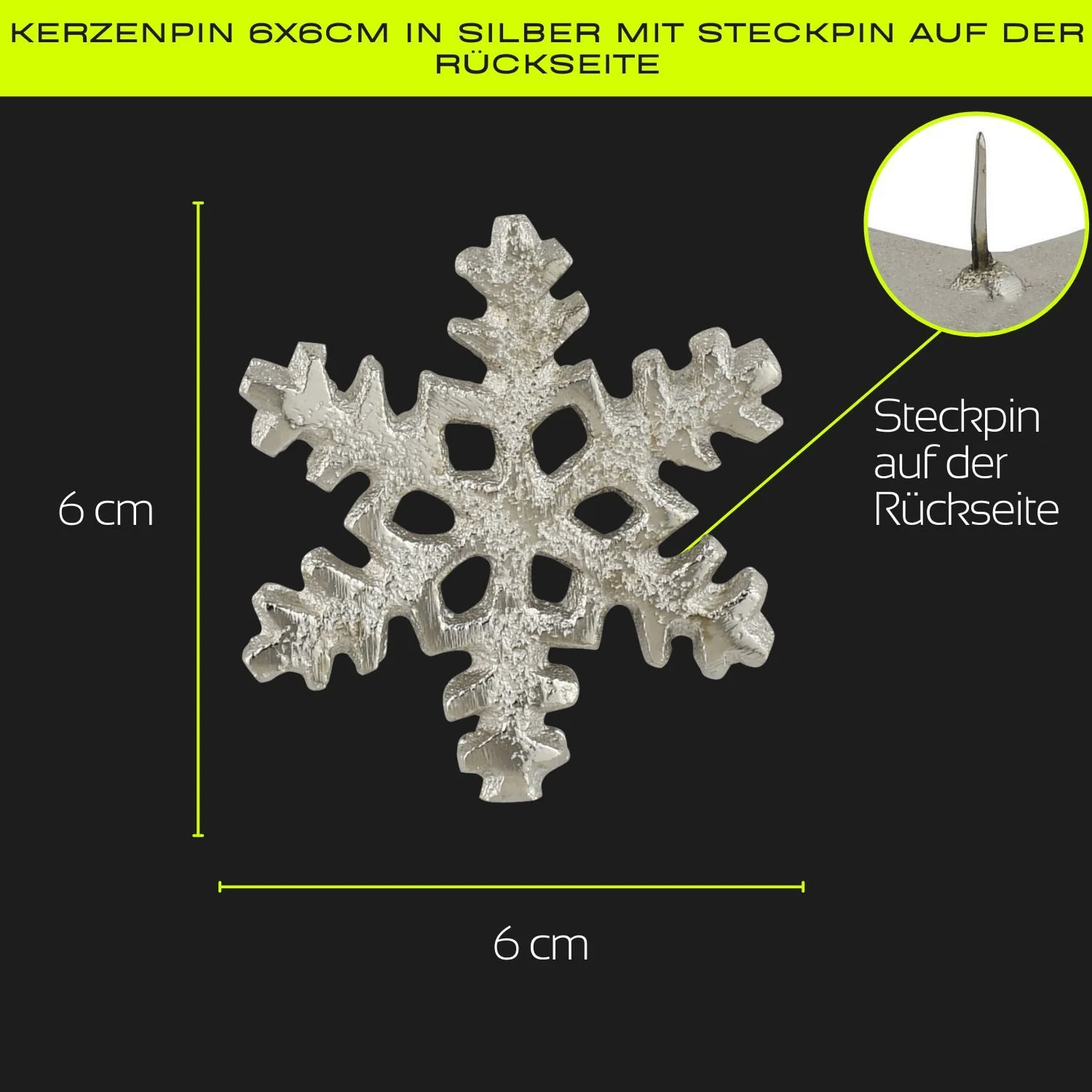 Kerzenpin „Caloge H“ – 6 cm, Silber, Handgefertigt